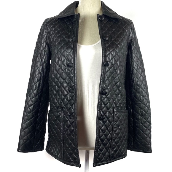 Kenneth Cole Reaction Genuine Quilted Black Leather Jacket Size Small - Picture 8 of 16